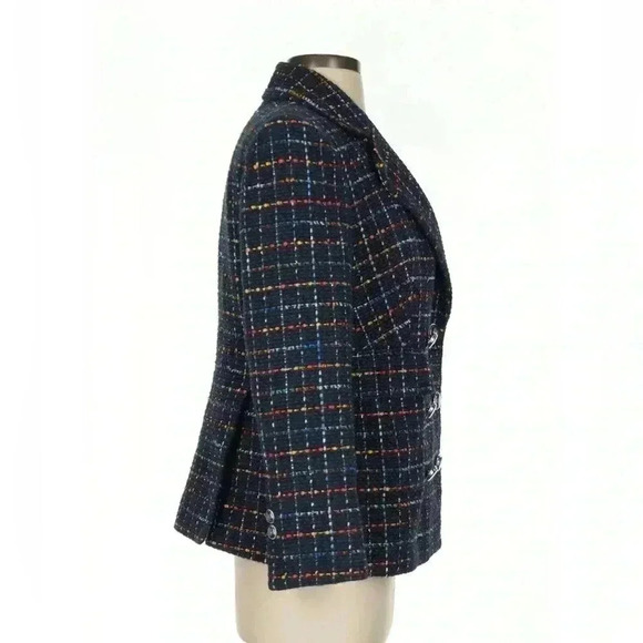 Veronica Beard Dickey Blazer Size 2 Tweed Jacket Rumer Double Breasted Navy Red - Picture 5 of 11